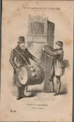 London Victorian Punch Showman Antique Rare 1864 Henry Mayhew Print.