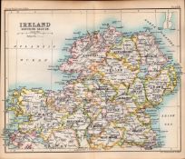 Ireland Northern Section Double Sided Antique 1896 Map.
