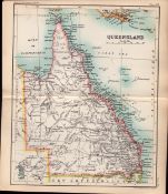 Australia Queensland Double Sided Antique 1896 Map.