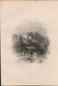 Lismore Castle Waterford 1837-38 Victorian Antique Engraving.