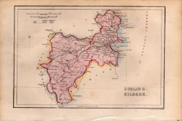 Dublin & Kildare County 1850’s Antique Map Mrs Hall Tour of Ireland.