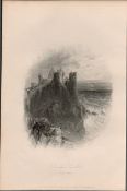 Dunluce Castle Co Antrim 1837-38 Victorian Antique Engraving.