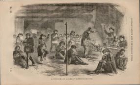 London Victorian Cheap Lodging House Antique 1864 Henry Mayhew Print.