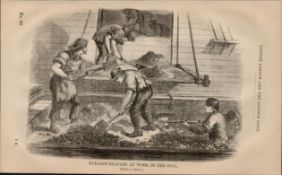 London Victorian Ballast Heavers Antique 1864 Henry Mayhew Print.