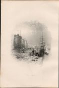 Waterford Quay Side 1837-38 Victorian Antique Engraving.