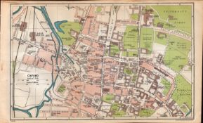 Oxford City Center Road & Steet Plan Coloured Vintage 1924 Map.