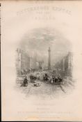 Sackville Street Dublin Victorian Antique 1837-38 Engraving.