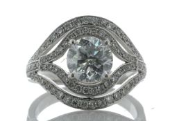 18ct White Gold Single Stone With Stone Set Shoulders Diamond Ring (2.01) 2.76 Carats