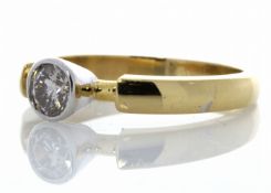 18ct Single Stone Fancy Rub Over Set Diamond Ring 0.53 Carats
