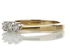 18ct Yellow Gold Three Stone Claw Set Diamond Ring 0.25 Carats
