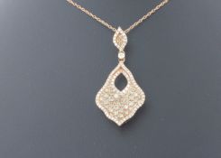 9ct Rose Gold Illusion Set Cluster Diamond Pendant 1.05 Carats