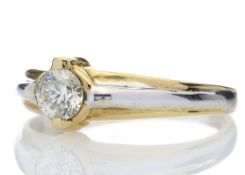 18ct Two Tone Single Stone Diamond Ring 0.35 Carats