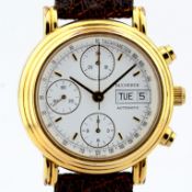 Bucherer / Tricompax Day/Date Chronograph Automatic - Gentlmen's Gold-plated Wrist Watch