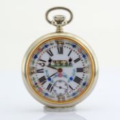 Swiss / Enamel Decorated Manual Winding Pocket Watch - Unisex Steel Wrist Watch