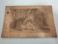 Crusoniana By Thomas Sutcliffe Engraved Cooper Printing Matrix Plate, 19th Century