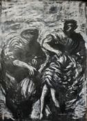Manner of Impressionist Leon Kossoff, Unsigned Black and White Abstract Painting