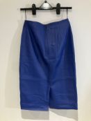 Hugo Boss Blue Leather Pencil Skirt Worn By A Body Double.