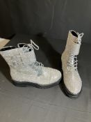 Dune Peach Silver Boots Worn By Mia Lloyd