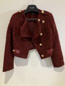 Karen Millen Red Sparkle Tweed Jacket Worn By A Body Double.