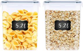 5x Airtight Food Storage Container Set of 2 + 4 Chalkboard Labels & Marker