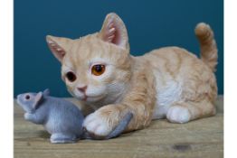 4x Cat and Mouse Garden/Home Ornament