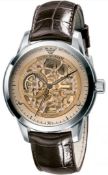 Emporio Armani AR4627 Men's Meccanico Brown Leather Strap Watch