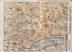 London The Strand Holborn Bloomsbury Coloured Antique Map.