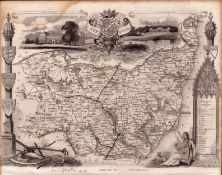 County of Suffolk Steel Engraved Victorian Thomas Moule Map.