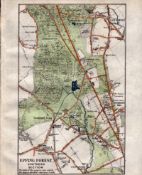 Epping Forest South Section Detailed Coloured Antique Map.