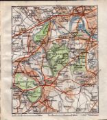 London Wimbledon Fulham Putney Chiswick Coloured Antique Map.