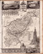 Northamptonshire Steel Engraved Victorian Thomas Moule Map.