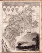 Cumbria & Lake District Steel Engraved Victorian Thomas Moule Map.