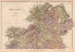 North of Ireland Ulster Counties & Railways Victorian 1882 Blackie Map.