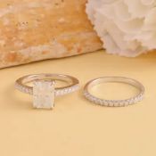 New! Set of 2 - Moissanite Rings In Sterling Silver