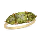 New! Natural Hebei Peridot 3 Stone Ring & Hebei Peridot Earrings