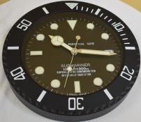 34 cm Black Body Black Dial Clock