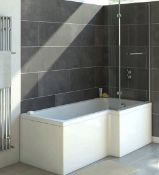 Brand New Boxed Lena White Right Hand Shower Bath with Screen - 1700 x 850mm RRP £480 *No Vat*