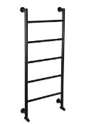 Brand New Boxed Noir Ladder Style Heated Towel Rail Radiator with 5 Horizontal Round Tubes RRP £2...