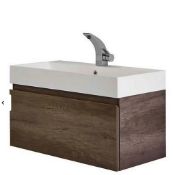 Brand New Boxed Mino 800mm Wall Hung Vanity Unit with Basin - Nebraska Oak RRP £255 *No Vat*