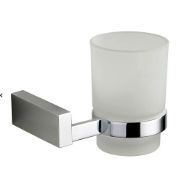 Brand New Boxed Square Chrome Tumbler and Holder RRP £25 *No Vat*