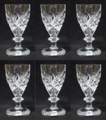 Set of 6 Heavy Cut Glass English Wine Glasses