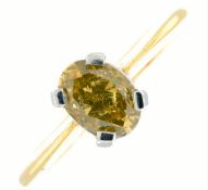 18kt Yellow Gold & Platinum 1.0ct Fancy Intense Greenish Yellow Diamond Ring