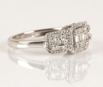9kt White Gold Vari-cut 0.80ct Diamond Dressed Ring. Size: M, Hallmarked.