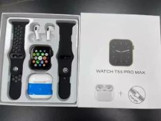 Smart Watch T55 Pro Max Gift Set, Which Making. Receiving Calls, Earbuds, And Free Extra Strap