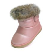 Baby Girls Soft Leather Booties Winter Snow Boots Kids Cute Pu Warm Fur Outdoor Boots Keep Warm