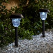 4 x New Black Solar-Powered Integrated Led Outdoor Stake Light