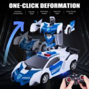 New Electric Rc Car Transformation Robot Kids Toy Deformation Robots Mode Police Toy Car