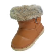 Baby Girls Soft Leather Booties Winter Snow Boots Kids Cute Pu Warm Fur Outdoor Boots Keep Warm