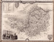Somersetshire Steel Engraved Victorian Thomas Moule Map.