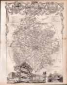 Herefordshire Steel Engraved Victorian Thomas Moule Map.